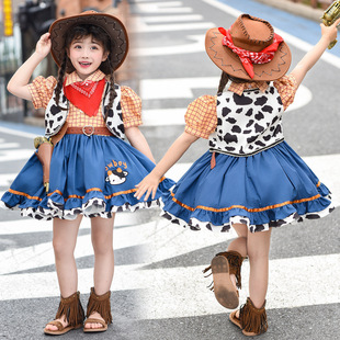 女童连衣裙夏季2026新款表演套装儿童卡通胡迪迪斯尼cos演出服装
