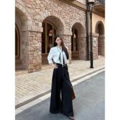 女装 衬衫 春季 宽松休闲裤 两件套 宅女家气质新款 长裤 白色飘带长袖