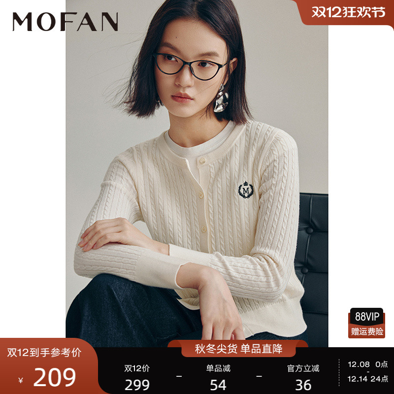 MOFAN摩凡秋新款米白毛针织衫