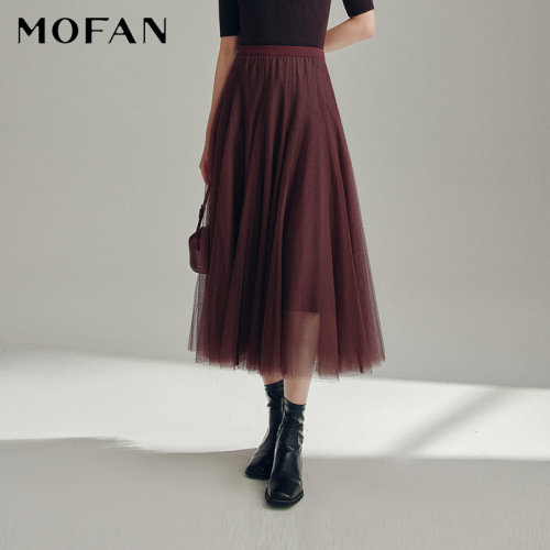 MOFAN摩凡秋新款高腰网纱仙女裙