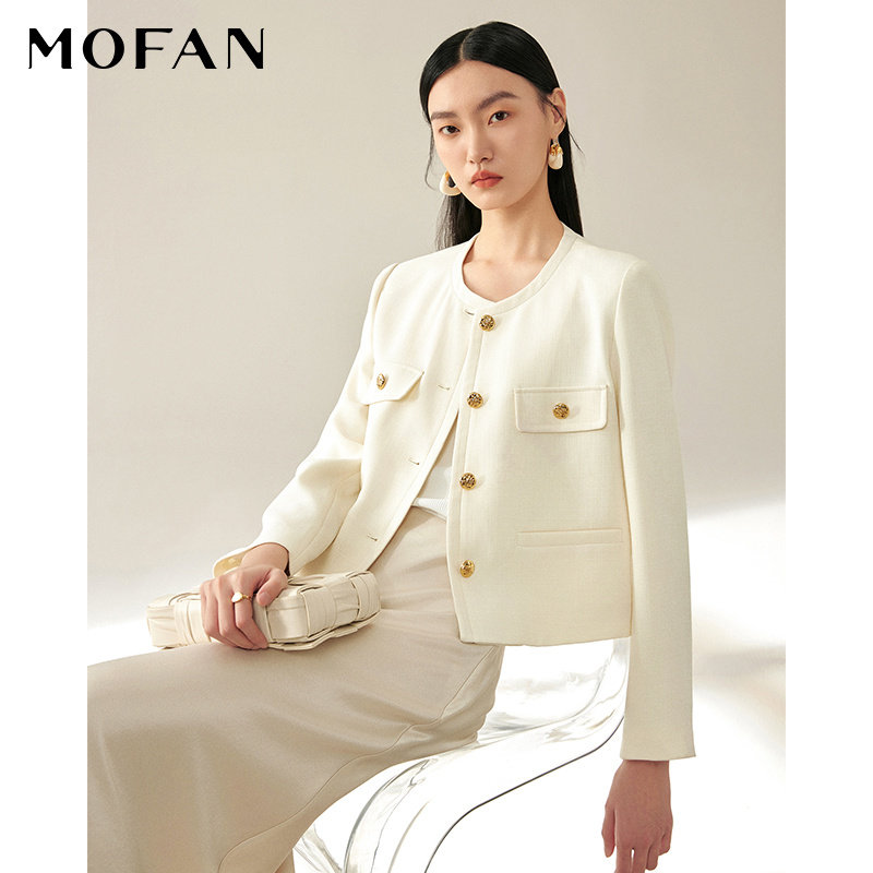 MOFAN摩凡法式经典小香风外套女春秋款款复古米色高级感休闲上衣,女装/女士精品,短外套,淘宝优惠券,粉丝福利购,淘宝优惠卷