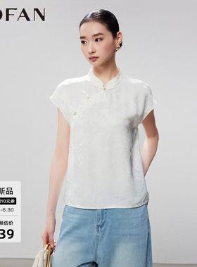MOFAN摩凡夏新款米色新中式上衣