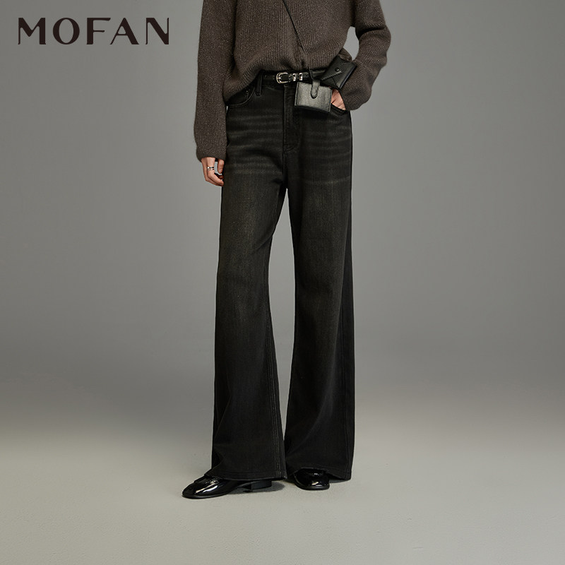 灰黑高腰阔腿女MOFAN摩凡春秋款款韩版牛仔长裤显瘦,女装/女士精品,牛仔裤,淘宝优惠券,粉丝福利购,淘宝优惠卷