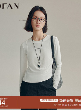 休闲长袖白色圆领T恤女显瘦MOFAN摩凡2025秋新款百搭修身打底上衣