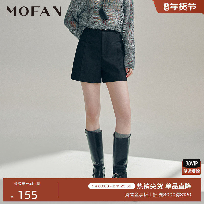 都市黑色高腰休闲短裤女MOFAN摩凡2025秋新款韩版百搭直筒裤显瘦