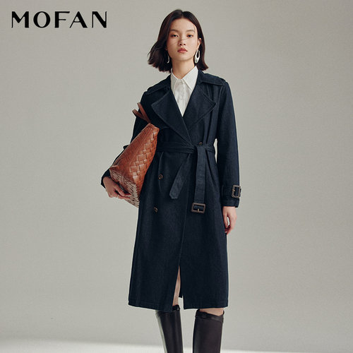 MOFAN摩凡秋新款原色牛仔风衣