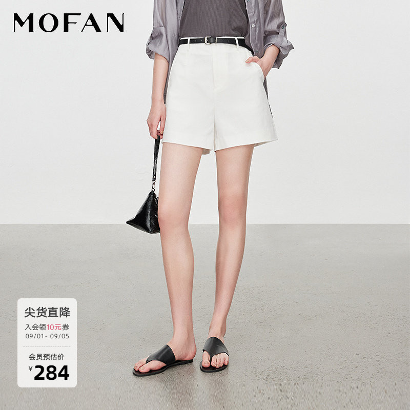 MOFAN摩凡高腰显瘦直筒短裤女图片