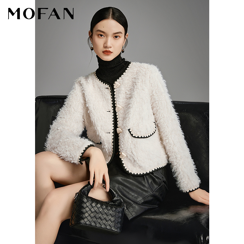 MOFAN摩凡冬新款米色皮草