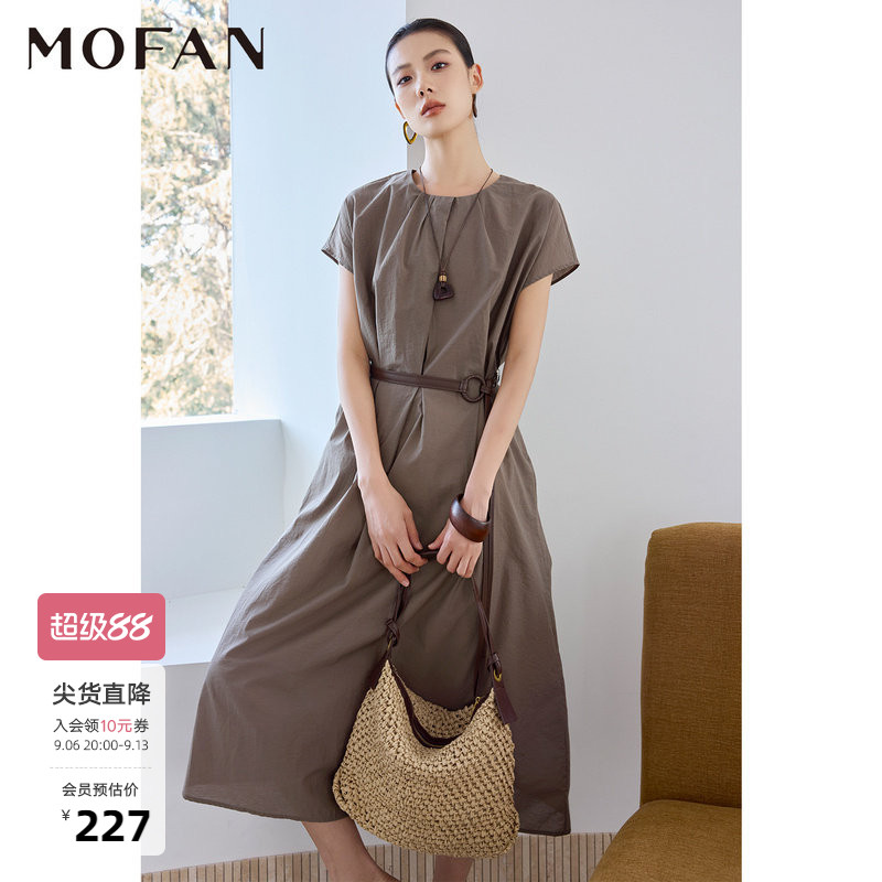 MOFAN摩凡夏新款灰棕连衣裙图片