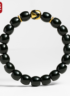 印象眸和田玉手串 男款虎牙天珠多宝单圈手链 新年礼物 附证书