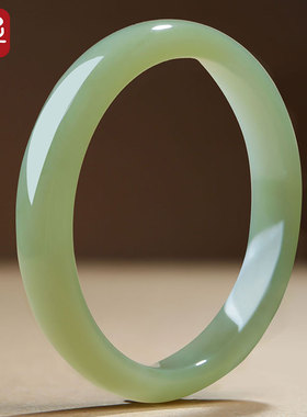 印象眸和田玉手镯女款平安镯浅晴水湖水绿正品玉镯【优选级】