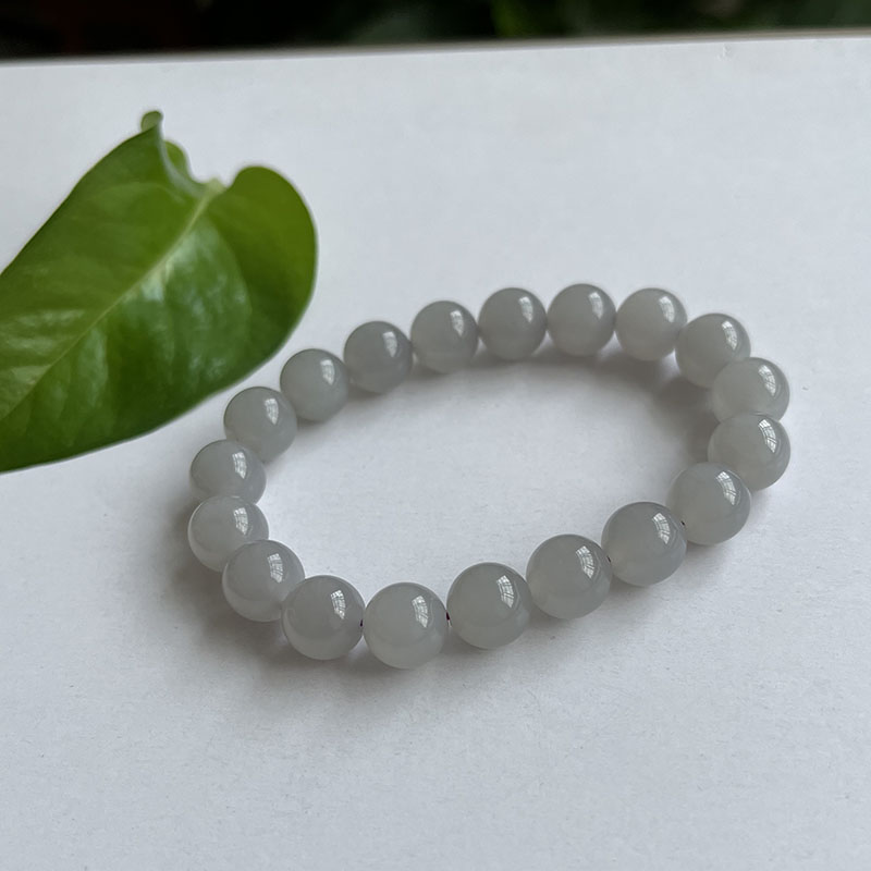 圆珠女款手链手串和田玉冰烟紫