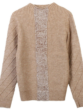 2023秋冬新款女套头长袖圆领提花宽松气质百搭显瘦时尚针织打底衫