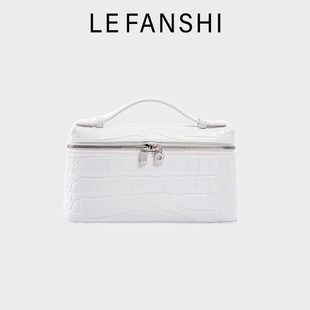 LEFANSHI乐梵诗高定头层牛皮鳄鱼纹饭盒肩小ck鳄鱼皮纹凯莉包女包