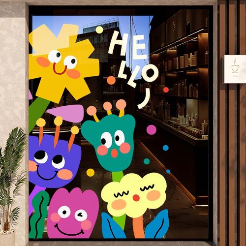 整张超透静电玻璃门贴纸装饰