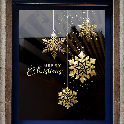 圣诞节日装饰店铺玻璃门贴超透