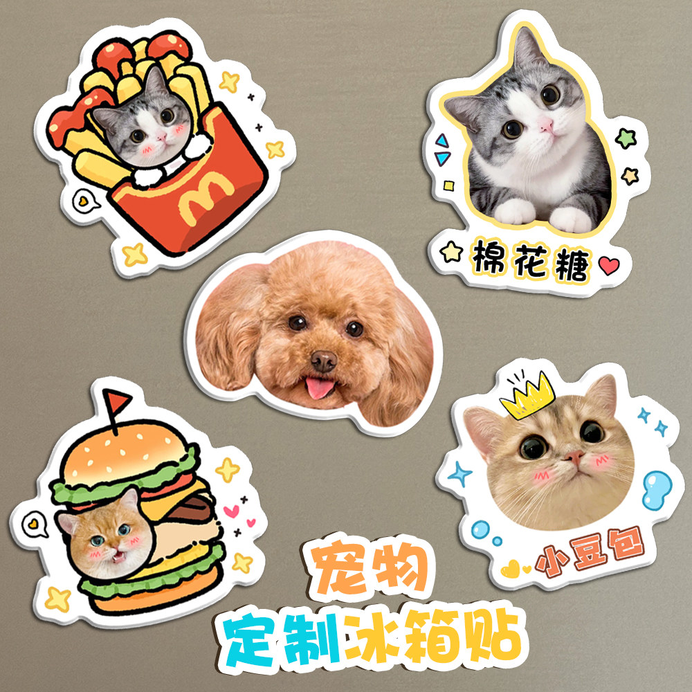 亚克力宠物照片定制冰箱贴立体磁铁贴猫咪创意卡通可爱磁吸贴定做