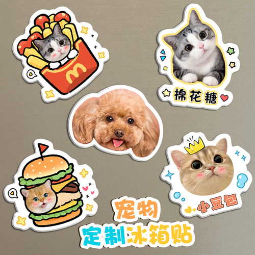 亚克力宠物照片定制冰箱贴立体磁铁贴猫咪创意卡通可爱磁吸贴定做