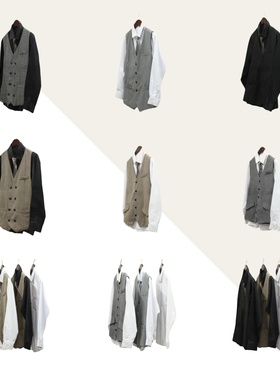 【马甲套装合集】样板房衣帽间男士绅士商务衣柜黑白衬衫领带软装