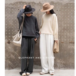 大象和长颈鹿 步履生风 空气感褶裥两粒扣阔腿裤 秋冬好穿 510106