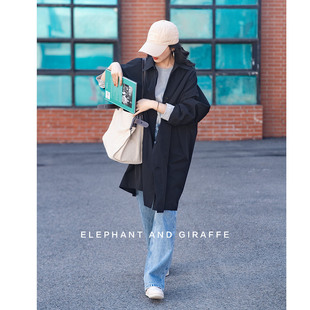 抗皱保型翻领设计款 气场开关 中长风衣603209 行走 大象和长颈鹿