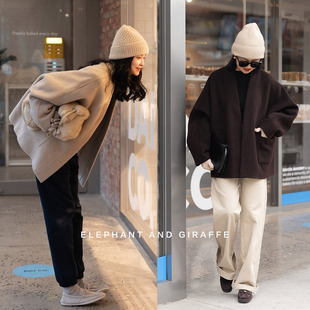 蓬松柔软双面呢大衣 手工骆驼绒 410219 都市LADY 大象和长颈鹿