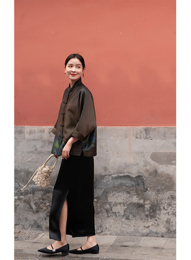 大象和长颈鹿 叙述新鲜 悠远流长 醋酸侧开叉长半裙404108