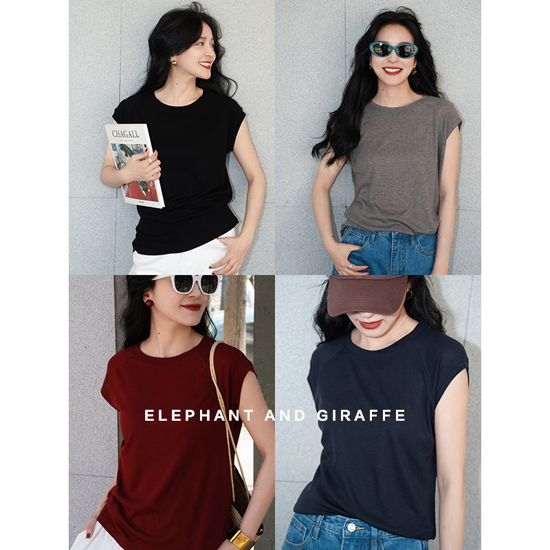 大象和长颈鹿 多件回购 轻盈36针插肩包袖短袖T恤 多色 504110