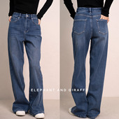 大象和长颈鹿 511211 加绒功能面料阔腿牛仔裤 会呼吸 软绒牛仔裤