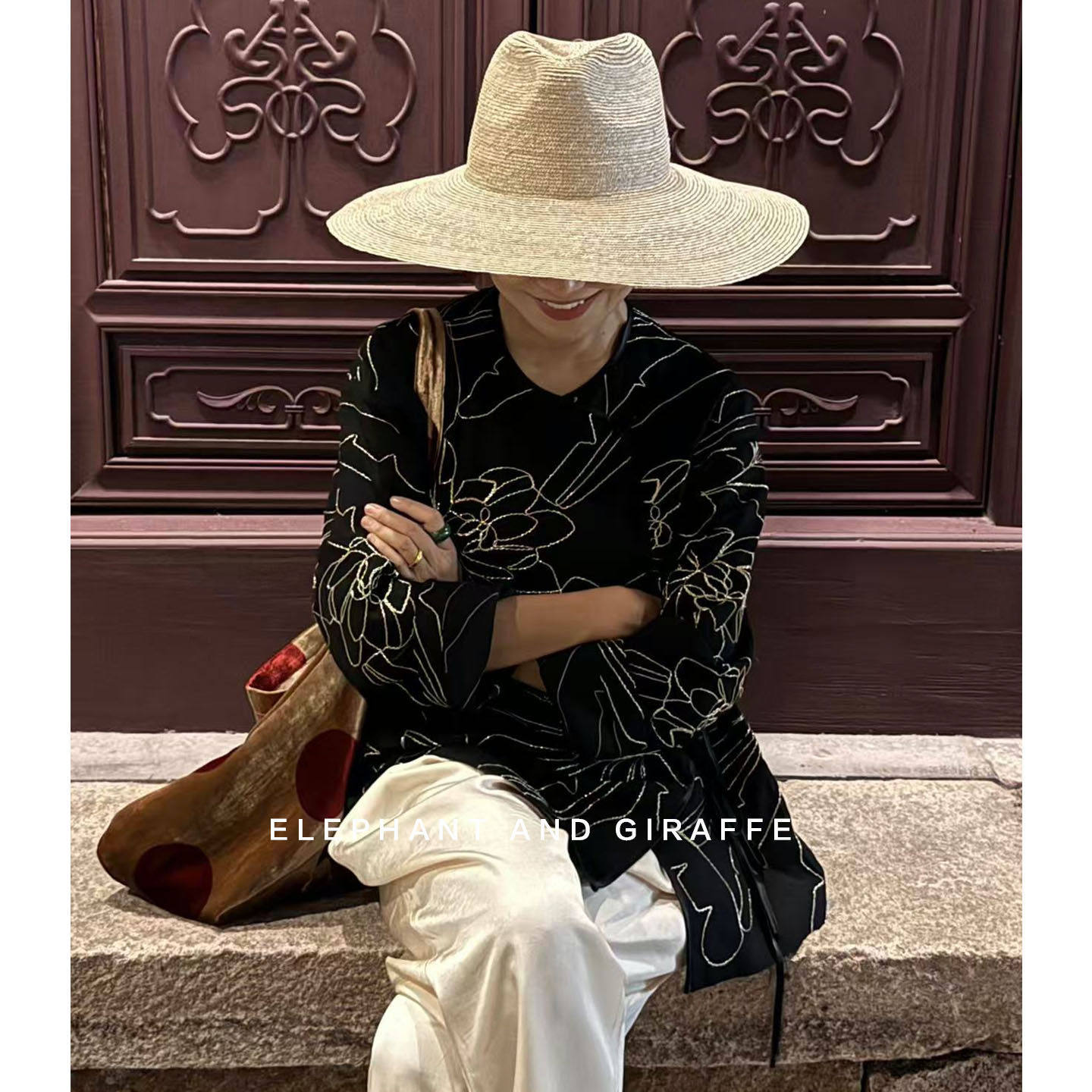 大象和长颈鹿 流金岁月 大美新中式金线刺绣上衣连衣裙 508306