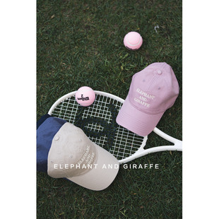 ACC400 随性松弛时髦感显脸小棉质棒球帽 大象和长颈鹿 Logo刺绣