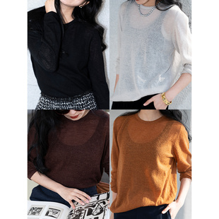 503105 云朵般柔软简约美学圆领宽松针织衫 大象和长颈鹿 春日盈盈