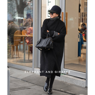 大象和长颈鹿 安第斯之礼 进口苏力立领廓形羊驼毛长大衣 512410