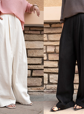 大象和长颈鹿 百穿不腻 汉麻高腰垂坠感直筒阔腿裤/长裤 404201