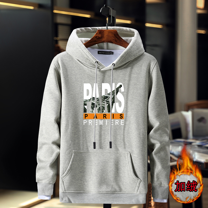 连帽卫衣男加绒加厚青少年情侣