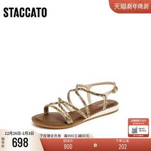 女凉鞋 思加图2025新款 外穿凉鞋 平底鞋 9JI71BL5 仙女风罗马凉鞋