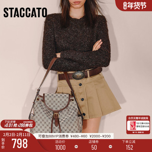 思加图新款复古老花托特包大容量单肩包手提包女包包X8307DX5