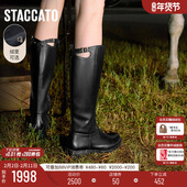 蝴蝶骑士长靴高筒靴增高时装 思加图冬季 新款 靴加绒女靴子EIF04DG5