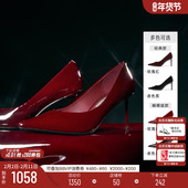 鞋 思加图2026新款 子H2478AQ6 细浅口单鞋 气质女鞋 红玫瑰高跟鞋 婚鞋