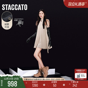 杨幂同款 火星电音马丁靴加绒短靴ESE02DD5 思加图新款