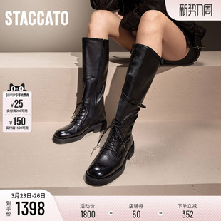 思加图新款 靴女靴9Y002DG4 玫瑰骑士靴增高长靴高筒靴时装