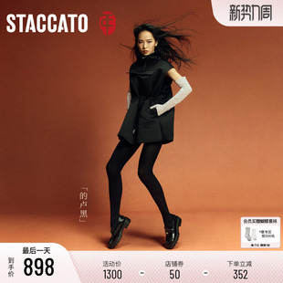 女EGB61AA6 英伦风厚底一脚蹬小皮鞋 思加图2026新款 幸运马蹄乐福鞋