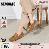 棕色乐福鞋 女鞋 豆豆鞋 一脚蹬单鞋 A9125AA6 平底鞋 思加图2026新款