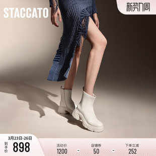 思加图新款 夜行少女弹力瘦瘦靴短靴厚底增高女靴J3453DD4