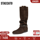 定制小码 大码 41胖瘦脚 思加图冬西部牛仔长靴女EIL02DG5A