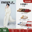 杨幂同款思加图小音符复古棕色德训鞋加绒保暖毛毛鞋厚底休闲鞋