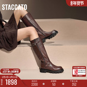 思加图新款 流浪者骑士靴机车靴长靴高筒靴女靴EZP03DG4