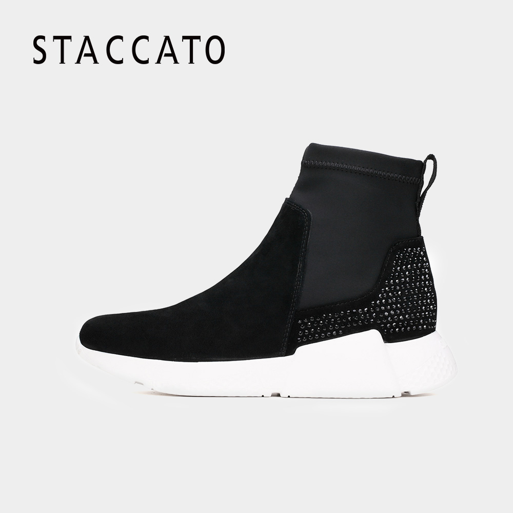 STACCATO/思加圖冬季專柜同款時尚坡跟女短靴9H804DD7