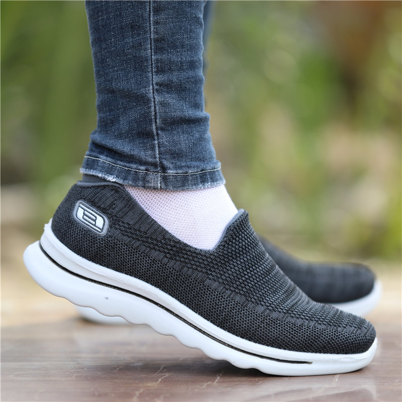 老北京布鞋男士网面透气休闲潮鞋男款飞织一脚蹬百搭爸爸运动男鞋