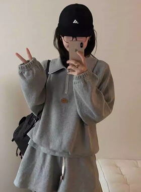 montague 韩系休闲Polo卫衣短裤套装